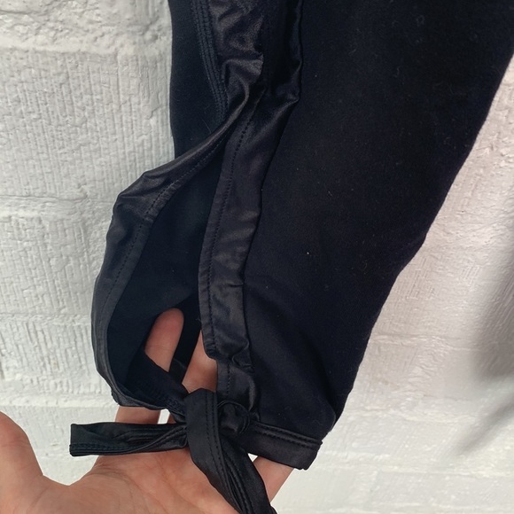 Fabletics Athletic Satin Stripe Black Kara Ankle Tie Jogger High Waisted Pants - Picture 5 of 8